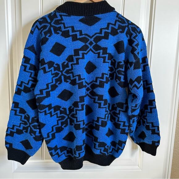 Cheryl women’s ugly sweater medium vintage‎ black blue - Picture 6 of 8